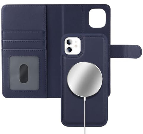 Zouzt for iPhone 11 6.1 Inch Detachable Wallet Case with Card Holder for MagSafe, Premium PU Leather 2 in 1 Flip Folio Book Magnetic Stand Protective Phone Cover for iPhone 11 - Blue