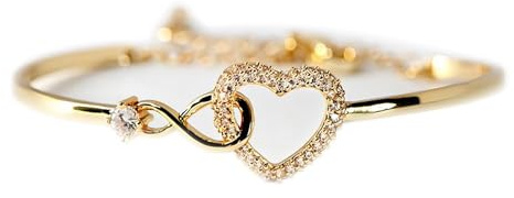 WitmAn Always in My Heart Unendlichkeits-Herz-Armband für Frauen und Mädchen, inspirierend, verstellbar, vergoldet aus 925er Sterlingsilber (Gold)