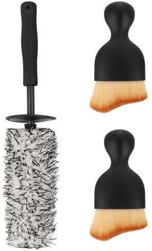 FINEVERNEK Brosse Jantes Voiture et Pinceaux Nettoyage Voiture,Brosse à Détails Automatiques,Auto Detailing Brush,Brosse de Nettoyage en Microfibre,Convient à Tous Les Types de Voiture