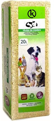KROWN - Lecho Natural de Virutas de Madera para Pequeñas Mascotas - Serrín Natural de Calidad, 20L, Entorno Cómodo y Saludable