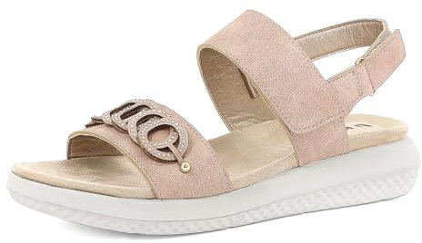 inblu Sandali Donna a Fascia con Catena e Doppia Chiusura a Strappo, Plantare Imbottito, Tacco 4cm, dal 35 al 41, Rosa, 37 EU
