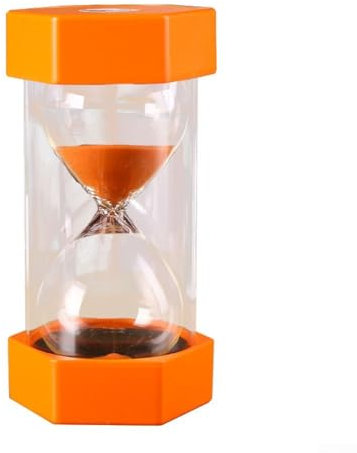 Sablier hexagonal résistant aux chutes, minuterie en plastique de 5 minutes, sablier coloré 6,5 x 13 cm (orange, 5 minutes)