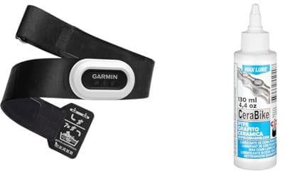 Garmin HRM- Brustgurt, Aufzeichnung von Herzfrequenzwerten, ANT+ und BLE & CeraBike WAXLUBE. Wachsbasis SCHMIERMITTEL für Kette mit PTFE, Graphit und Keramik (130ML)