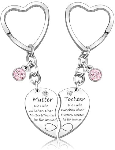 Johiux Muttertagsgeschenk Geschenke für Mama Mutter Tochter Geschenk,2 Stück Herz Passender Schlüsselanhänger Mama Geschenk von Tochter,Geschenke für Frauen Geburtstagsgeschenk für Mama.