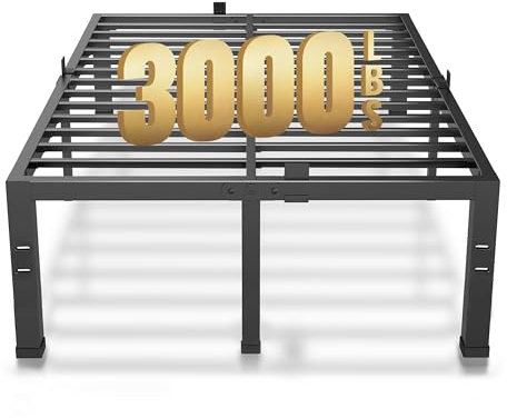 MAF 45,7 cm hohes Queensize-Bettgestell, kein Boxspringbett erforderlich, robuster Queen-Size-Plattform-Bettgestell, Stahllattenstütze, geräuschfrei, schwarzer Bettrahmen, Queen-Size-Größe, einfache