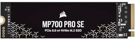 Corsair MP700 PRO SE 4TB M.2 PCIe Gen5 x4 NVMe 2.0 SSD – M.2 2280 – Up to 14,000MB/sec Sequential Read – High-Density TLC NAND – Black