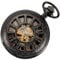 ManChDa Taschenuhr - Taschenuhr mit Kette Mechanisch Skelett Antik Steampunk Vintage 12-Kleines-Fenster Hohl Fall Fob Uhr für Herren | Schwarz Roségold römische Ziffern