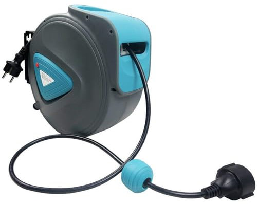 LILIIN Automatik Kabeltrommel 20 Meter Automatischer Kabelaufroller Stromtrommel Schlauchaufroller Elektrokabel Verlängerungskabel für Wandmontage, Wand Deckenmontage, 180° drehbar
