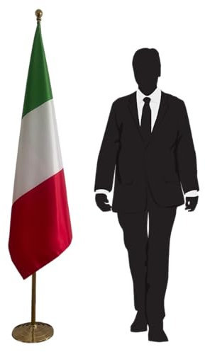 Bandiera ITALIA con asta e base. Bandiera italiana per ufficio. Base 1,3kg. Bandiera in raso. Codice CN6-IT