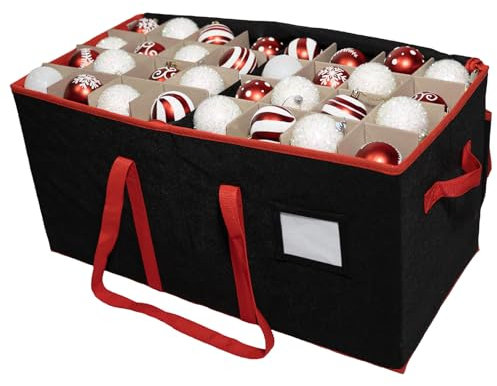 Mocolerno Aufbewahrungsbox für Weihnachtsschmuck mit Reißverschluss, für bis zu 128 Stück, 7,6 cm, Ornamente, Weihnachtskugeln, Aufbewahrungskiste mit Trennwänden, Urlaubsdekoration, Aufbewahrungsbox