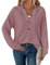 SENBATU Sweat à Capuche Femmes Manches Longues boutonné Pull col en V Hoodie Cordon Sweat Shirt Rose foncé Petit