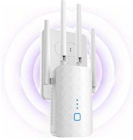 WLAN Verstärker, 1200Mbit/s WLAN Repeater mit 4*180° Schwenkbare Antenne Dualband 2,4GHz+5GHz WiFi Repeater mit WPS | 1200 Mbit/s | Mit LAN/WAN Port| Einfache Einrichtung | Kompatibel 99% WLAN Geräten