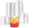 CaterCo 2oz / 59ml Sauce Pot (100 Pack) Containers with Secure Lids - Multi-Use, Leakproof, Round Clear Plastic Storage Container Pots For Sauces, Ketchup, Dips, Salads, Takeaway - (2oz - 100 Pack)