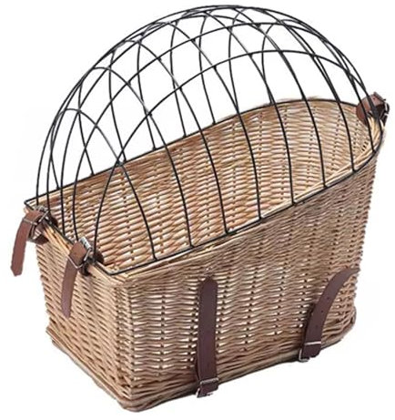 Hinterer Weidenkorb, Fahrrad-Haustierkorb, Fahrradkorb für Haustiere, mit Drahtgitterabdeckung, Heckmontage, Fahrradkorb für Katzen, Hunde bis zu 11,3 kg