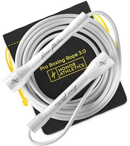 Honor Athletics | Cuerda de Boxeo Profesional 3.0 | Cuerda para Saltar de 5.3mm Ajustable para Uso en Interiores/Exteriores | Cuerda para Saltar para Hombres, Mujeres y Boxeadores