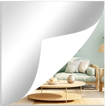 TSKDKIT Espejo adhesivo de 40 x 40 cm para paredes, espejo de plástico acrílico de 2,5 mm, espejos cuadrados autoadhesivos para baño, dormitorio, decoración del hogar