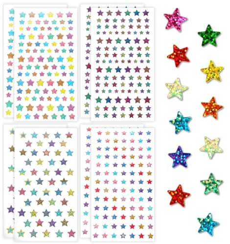 8 PCS fünfzackige Sternaufkleber, mit Pinzette, Sticker Sterne Aufkleber Bunte Laser Belohnungssticker, Glitzer Sticker, Selbstklebende Glitzer Aufkleber für Lehrer Belohnung Kalende DIY