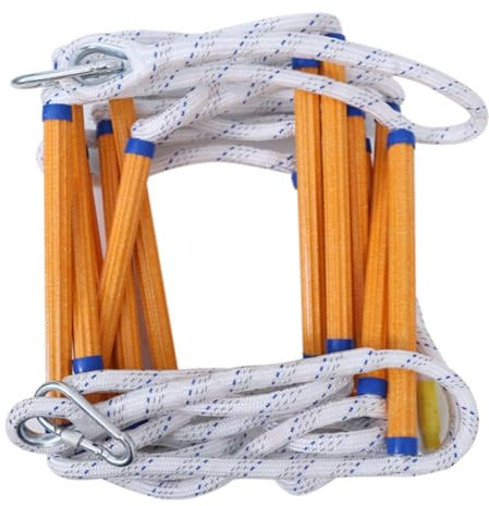 Fire Escape Rope Ladder, Emergency Safety Portable Climbing Rescue Rope Ladder, Multi-purpose Soft Nylon Evacuation Ladder, for Home Window Balcony Railing Treehouse External(16F/5M)