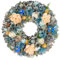 Spring Wreath Natural Wooden Garland Ornament Floral Evergreen Spring Wreaths for Front Door Summer Decoration Garden Ornaments Outdoor 35cm (Blue & Yellow)