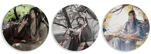 Zhongkaihua Wei Ying Cork Coasters, Lan Wang Ji Round Heat Insulation Coaster, Cork Base Mug Drink Coaster Round Cup Mat Pad, Home Kitchen Decor Gifts, 10cm