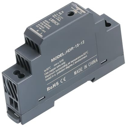 Kssvzz Alimentatore su Guida DIN 12V DC 1,25A 15 W, Ingresso 100-240V AC 50/60 Hz Trasformatore su Guida DIN per Automazione Domestica o Industriale