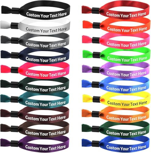 Iirlvior Personalisierte, Verstellbare StoffarmbäNder, 50 Personalisierte ArmbäNder Mit Logo/Farbe/Text/Zeichen, – Ideal FüR Events, Konzerte, Clubs Und Partys Vip-ArmbäNder