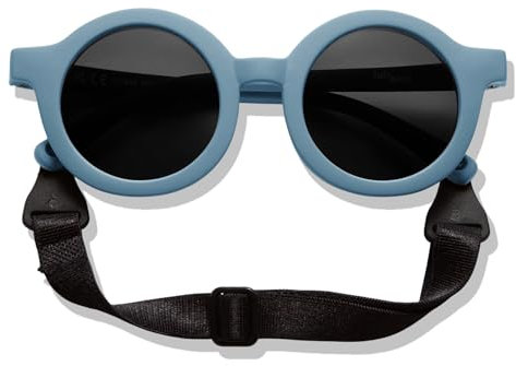 BABYMOCS Baby Sonnenbrille 0-1,5 Jahre BIOPLASTIK & POLARISIERT I Runde Sonnenbrille Baby Jungen & Mädchen BPA-frei I 100% UV SCHUTZ I Mit Band & biegsam I Schwedisches Design Sonnenbrillen Kleinkind