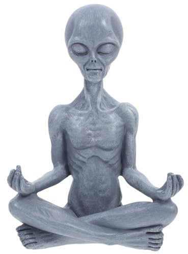 CIYODO Gartenstatue Kunstharz Lustige Alien Dekoration für Außenbereich Einzigartige Yoga Alien Skulptur Meditation und Charmant