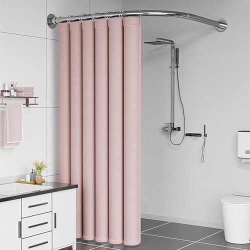 Bastone Per Tenda Da Doccia Angolare A L, Asta Per Tenda Da Doccia A Curva Telescopica Senza Foratura, Senza Supporto Soffitto, 304 Acciaio Inox, Per Bagno Cam(Size:A 70-95m x 70-95cm,Color:argento)