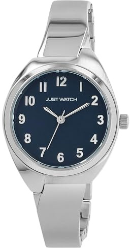 Just Watch Damenuhr Maja mit Edelstahlband, Gliederarmband mit Halbspange, silberfarben (Silber/Blau)