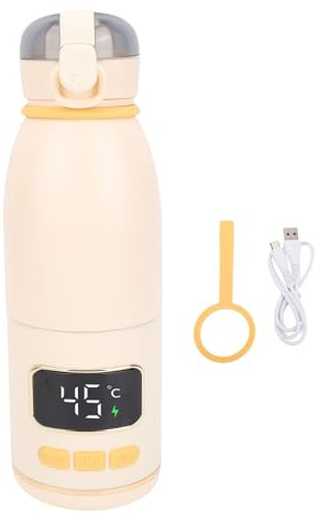 banapoy Tragbarer Milchkocher, 450Ml Tragbarer Flaschenwärmer für das Reisen, Schnelle Heizungsmilch und Formelwärmer, Intelligente Temp, Elektrischer Wasserkocher für Auto
