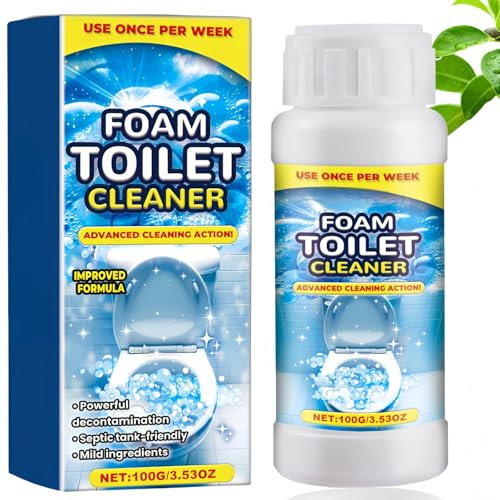 100G Foaming Toilet Cleaner,Quick Deep Cleaning Drain & Limescale Remover,Toilet Bowl Cleaner Powder for Odour Elimination,Effective Toilet Cleaning Products,Remove Dirt and Bad Odour,Fresh Scent