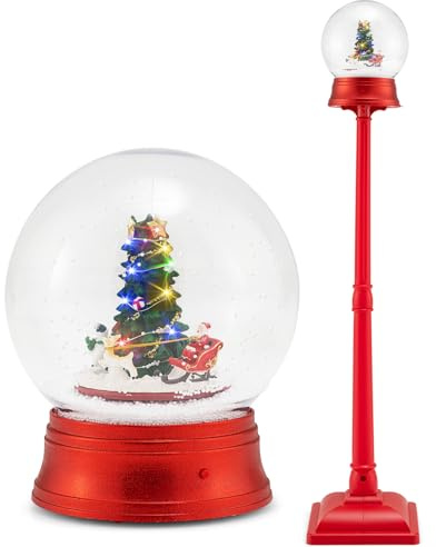 SOARS Weihnachtslaterne 153cm mit Musik & 15 bunten LEDs, 360° drehbar, Straßenlaternen Weihnachten mit Schneeeffekt, Weihnacht Schneekugel Laterne batteriebetrieben, Weihnachtsdeko für außen & Innen
