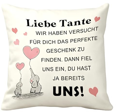 Nsetriu Muttertagsgeschenk für Tante 45x45 Kissenbezug Geschenk für Tante von der Nichte Geschenk Muttertag Damen Frauengeschenk Geburtstagsgeschenk Ideen Geburtstag