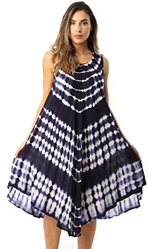Riviera Sun Batik-Sommerkleid – Strandtuch, Navy / Weiß, Groß