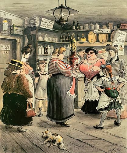 Kunstdruck/Poster: Heinrich Zille Frauen in der Kneipe - hochwertiger Druck, Bild, Kunstposter, 85x100 cm