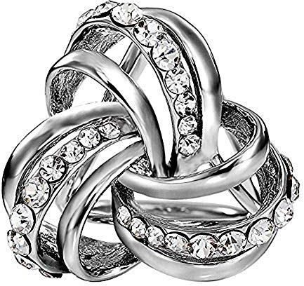 CAREOR Elegante Moderne einfache Design Damen Triple-Ring mit Metallic Seide Schals Clip Schal Ring Chiffon Schnalle
