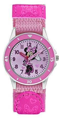 Minnie Mouse Mädchen Analog Quarz Uhr mit Stoff Armband MN5106