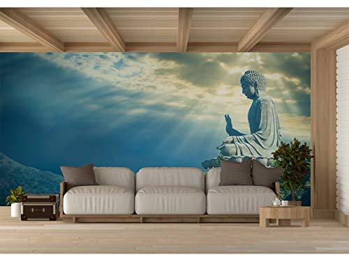 Fotomural Vinilo Para Pared Estatua Buda Hong Kong | Fotomural para paredes | Mural | Vinilo Decorativo | Varias Medidas 150 x 100 cm | Decoración comedores, salones, habitaciones...