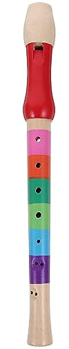 8 Hole Wooden Soprano Descant Recorder Flute for Kids Music Playing, Early Education Toy with Colorful Design, Lightweight and Portable (Random Color)