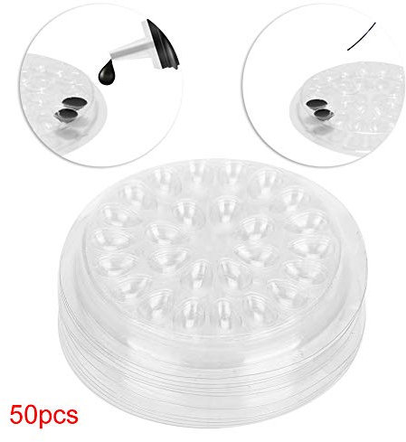 50 teile Falsche Wimpern Kleber Halter, Wimpernverlängerung Wimpern Palettenhalter, Kunststoff Kleberdichtung Blume Form Kleber Pad für Wimpernverlängerung Falsche Wimpern Kleber Halter