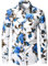 PARKLEES Men's Floral Printed Long Sleeve Button Down Party Casual Fancy Floral Shirts PZLCL04 101 Blue L