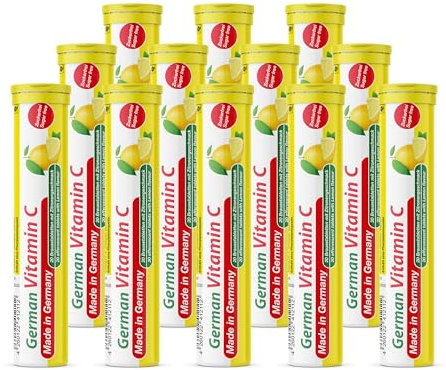 Vitamin C 180 mg - 12 x 20 effervescent Tablets - Lemon Flavor - T&D Pharma German Vitamin C - Made in Germany
