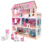 ikonka, casa delle bambole | casa delle bambole in legno MDF con illuminazione a LED e mobili casa delle bambole | casa delle bambole moderna e sicura per un lungo gioco creativo, rosa