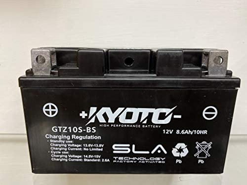 Batterie moto Kyoto GTZ10S SLA (YTZ10S) compatible avec Yamaha MT10 (RN451) 1000 2016-2018 - Pronta all'uso 12 V 8,6 Ah 150 x 87 x 93 mm