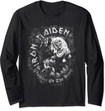 Iron Maiden - Number of the Beast Greyscale Long Sleeve T-Shirt