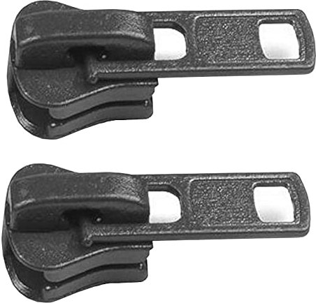 BIG-SAM Zipper für Krampenreißverschlüsse | 2 Stück | für 8 mm Reißverschlüsse | Silber, Blau, Rot oder Schwarz | für zum Beispiel Taschen oder Geldbörsen (Dark Shadow)