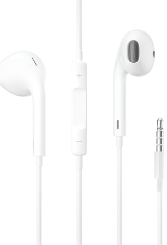 AIFEIMEI Earphones, In-Ear Headphones Wired Earbuds, Half in Ear Headphones 3.5mm Jack, Wired Earphones with Microphone and Volume Control for Phone, Smartphone, MP3, Most 3.5mm Audio Devices