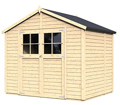 Alpholz Gerätehaus Osterbek aus Fichten-Holz, Gartenhaus mit 14mm Wandstärke, Holzhaus, Geräteschuppen Größe: 259 x 191 cm, Satteldach