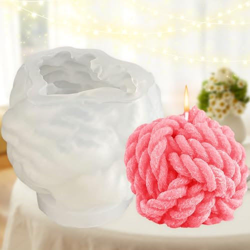 Duyteop Molde Velas Cubo, Molde 3d Vela Cubo, Molde De Vela De Bola De Lana, Forma Vela De Silicona Bola De Lana, Molde De Aromaterapia Para Hacer Velas, Molde De Silicona Para Velas De Cera De Soja